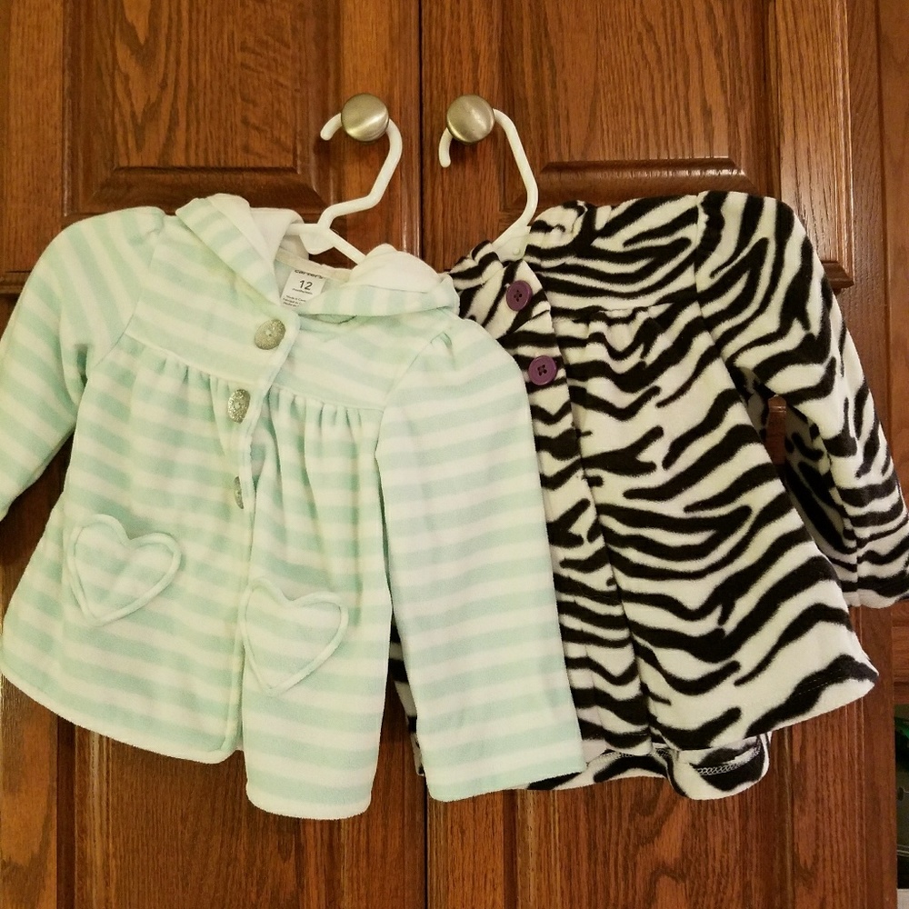 Lot of two baby girls fleece coats 12 mos